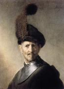 REMBRANDT Harmenszoon van Rijn Man in a Plumed Hat and Gorget Spain oil painting artist